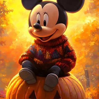 mickey mouse sitting on top of a pumpkin in the fall leaves with an orange background Vintage Disney Halloween Cute Christmas Iphone, Disney Fall Iphone, Free Disney Fall, Cute Disney Fall, sienna