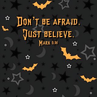 a bat pattern with the words don't be afraid just believe mark 6 26 Cute Christian Halloween Religious Halloween, Batman Drawing, Christian Halloween, Monster Theme, black