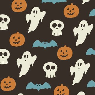 halloween seamless pattern with pumpkins and ghost heads on black background for wallpaper Aesthetic Halloween Elements Spooky Halloween Pattern, Spooky Pattern, Halloween Costumes, dark slate gray