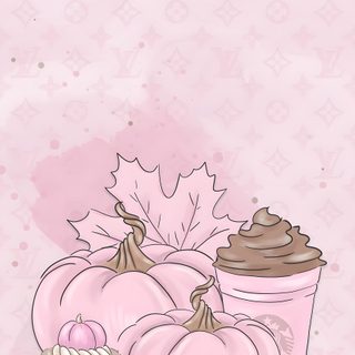 a pink background with pumpkins and a cupcake Rose Gold Girly Cute Halloween Pink Fall Widgets, Girly Autumn, Pink Fall Phone,