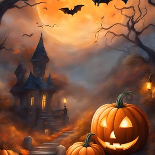 a halloween scene with pumpkins and bats Pumpkin Halloween Background Create A Spooky Outdoor Display, Halloween Party Decoration Inspiration, Halloween Pumpkin Decor Ideas, saddle brown