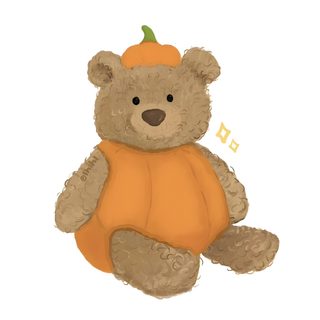 a brown teddy bear with a pumpkin on its head sitting in front of a white background Jellycat Halloween Corduroy Bear Cartoon, Corduroy Bear Illustration, Bear Pumpkin, white
