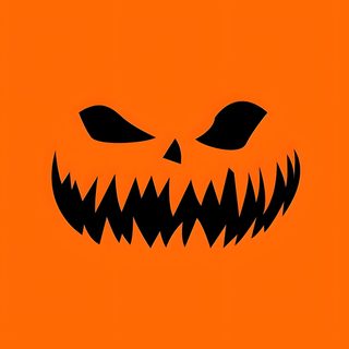 an orange background with a scary pumpkin face on it's side and black teeth Halloween Watch Face Halloween Jack-o'-lantern Face, Jackolantern Scary Face, Jack-o'-lantern Face On Orange Background, orange red