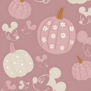 mickey and minnie mouse pumpkins on pink background Pink Disney Halloween Cute Mickey Mouse Fall Theme, Disney-themed Fall Decor Inspiration, Halloween Phone Ideas, rosy brown