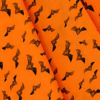an orange background with black bats on it Vintage Bats For Halloween Fabric And Retro Bat Fabric, Orange Bat Pattern Decor, Orange Halloween Bat Pattern,