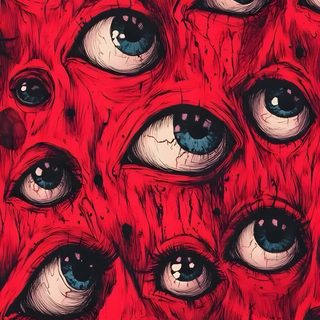 an image of many different eyes with red and blue irises on the upper half Eyeball Halloween Nghệ Thuật Kinh Dị, Eyeball Art, Eyes, Dark Art Illustrations, Cool Art, Arte De Rua, brown