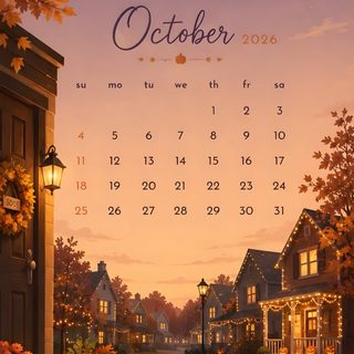 a calendar with a black cat sitting in front of pumpkins on the ground and a full moon behind it Halloween Calendar gray