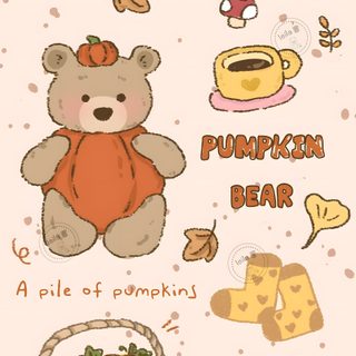 an image of a teddy bear with pumpkins Halloween Bear Iphone Thanksgiving, Iphone Kawaii, Create Your Own, Girly Graphics, Apple Watch, linen