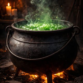 a large pot filled with green liquid sitting on top of a fire Halloween Spooky Cauldron Snakes Potions Brewing Cauldron, Potion Cauldron, Witch Cauldron, black