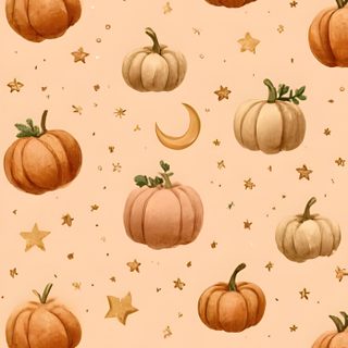 Halloween Pumpkins And Stars Scattered navajo white