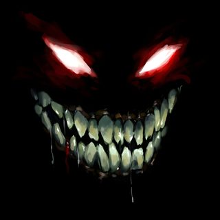 an evil face in the dark with red eyes and fangs on it's teeth Halloween Teeth Scary Backgrounds, Creepy Smile, Smile, Scary, Goth, Joker Art, black