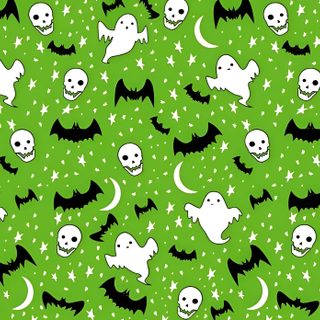 a green background with skulls, bats and stars Green Halloween Desktop Snoopy, Fictional Characters, Pattern, olive drab