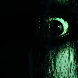 a woman's eye glowing in the dark with long hair and green eyeshade Scary Halloween For Computer Scariest, Scary For Laptop, Scary Stuff, Scary Scary, Scary Face, black