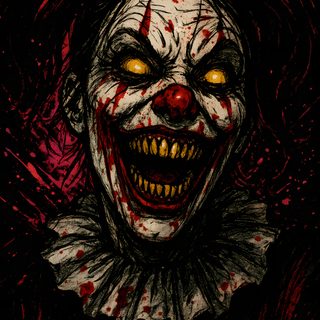 a creepy clown with yellow eyes and red hair Clown Halloween Crazy Clown, Scary Clown Art, Clown Dark, Killer Clown, Creepy Clown, Clown Horror Art, black