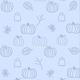 a blue background with pumpkins and leaves on it Cute Light Blue Halloween September Background Iphone, Sept Backgrounds, Simple October Background, lavender