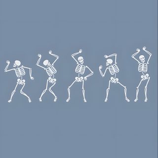 a group of skeletons walking across a blue background Ios 16 Aesthetic Halloween Simple Halloween Lockscreen, Blue Halloween Pictures, Blue Cute Halloween, light slate gray