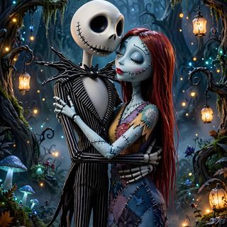 a couple dressed as jack and sally from the nightmare Halloween Jack And Sally Jack Skeleton, Nightmare Before Christmas, Jack And Sally, dark slate gray
