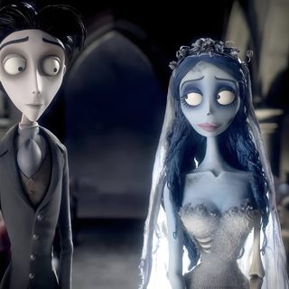 the corpse bride and groom are standing next to each other Halloween Corpse Bride Best Tim Burton Movies, Classic Halloween Movies, Best Halloween Movies, dark slate gray