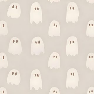 a group of white ghost faces on a gray background Halloween Ipad With Ghosts Halloween Laptop Aesthetic, Fall Computer Backgrounds, Cute Fall Backgrounds, light gray