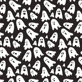 a black and white pattern with ghost faces Halloween Spooky Ghost Pattern Cute Ghost-themed Crafts, Black And White Ghost Design, Diy Halloween Decor Ideas, dark slate gray