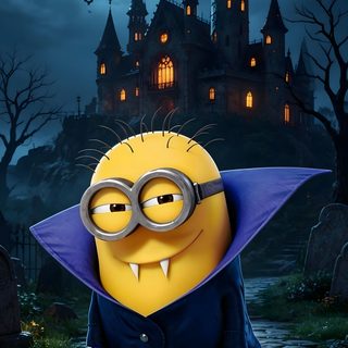 a minion sitting in front of a castle at night Minions Halloween Minions Full Hd, Minion Halloween, Minions, Diamond Art, Halloween, Funny, dark slate gray