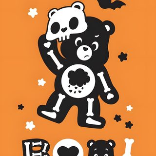 two teddy bears hugging each other with bats in the sky behind them, on an orange background Halloween Care Bear Halloween, Halloween Backgrounds, Halloween Cute, Bear Halloween, Halloween Iphone, peru