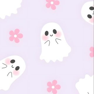 a purple background with white ghost faces and pink flowers Purple Halloween Boo Lilo I Stich, Halloween Iphone Backgrounds, Halloween Backgrounds, lavender