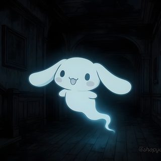 a cartoon bunny is glowing in the dark Cinnamoroll Halloween Laptop Hello Kitty Rooms, Hello Kitty Items, Hello Kitty, Kitty, Pink, black
