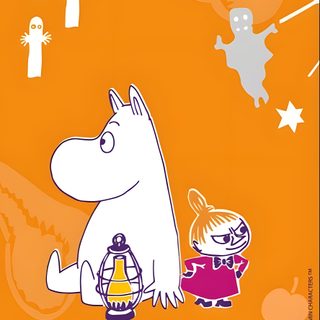 a poster with an image of a hippo in the background and ghost's around Moomin Halloween Moomin Fall, Moomin Halloween, Moomin Christmas, Moomin Autumn, Moomin Pumpkin, goldenrod