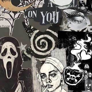 a collage of halloween images and words Aesthetic Edgy Aesthetic Halloween dim gray