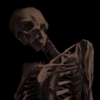 a drawing of a skeleton sitting in the dark Halloween X-ray - Tan & Black Skeleton Drawing Green, Skeleton Ideas, If, Dark Esthetics Background,