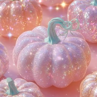 glitter pumpkins are arranged on a pink surface Cute Glitter Halloween Sparkly Walls, Pink Photography, Pink Images, Glitter Pumpkins, rosy brown