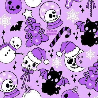 purple and black halloween themed wallpaper with skulls, snowmen, skeletons and candy canes Cute Halloween Christmas Gothmas, Cute Emo Christmas, Gothic Christmas Phone, Goth Christmas Iphone, plum