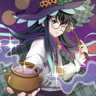 an anime character holding a caulder in her hand Halloween Muichiro Muichiro Halloween Pfp, Muichiro Halloween, Halloween Muichiro Pfp, dim gray