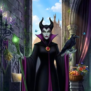 the evil queen from disney's maleficent movie is standing in front of an archway Maleficent Halloween dark slate gray