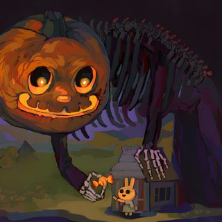 an animated halloween scene with pumpkins and jack - o - lantern Acnh Halloween Halloween Everyday, Halloween Illustration, Halloween Inspo, Halloween Art, black