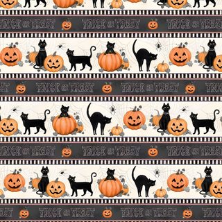 a halloween themed wallpaper with cats and pumpkins Halloween Cat Stripes Halloween Cats Small Fabric, Striped Halloween Fabric Pattern, Black Cats And Pumpkins Fabric, rosy brown
