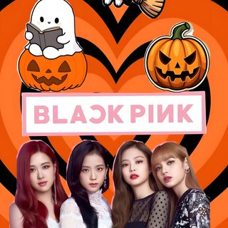 blackpink's halloween poster with pumpkins and ghost faces on an orange background Halloween Blackpink Halloween, chocolate