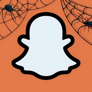 an orange background with a black and white snap icon in the shape of a spider's web Halloween Snapchat Snapchat Halloween Icon, Snapchat App Icon Halloween, Fall Snapchat Logo, peru