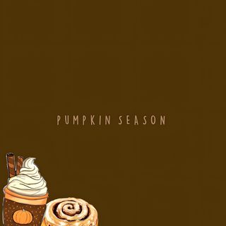 pumpkins and candles on a brown background with the words pumpkin season written above them Fall/autumn Halloween Pumpkin Aesthetic saddle brown