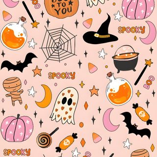 an image of halloween stickers on a pink background October Preppy Halloween Ideen Fürs Zeichnen, Holiday, Sticker Printable, Halloween Backgrounds, bisque