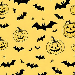 halloween pumpkins and bats on a yellow background with black outline art for wallpaper Cute Yellow Halloween Tiny Spiders, Bat Flying, Glow Pumpkin, Bat Pattern, Halloween Inspo, khaki