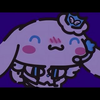 an animated image of a white bunny with pink cheeks and blue eyes, wearing a tiara Cinnamoroll Halloween Gif Pete The Cat And Hello Kitty, Sanrio Animation, Hello Kitty Clipart, midnight blue