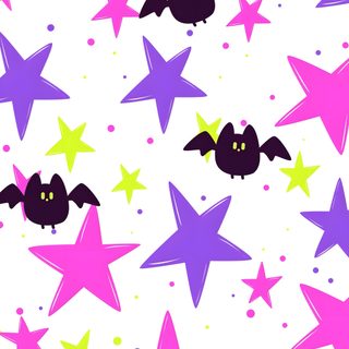 Fondo de Halloween con estrellas y murciélagos en rosa, morado y verde neón. Perfecto para wallpapers y diseños creativos.  #Halloween #HalloweenPattern #HalloweenWallpaper #BatHalloween #SpookyAesthetic #NeonHalloween #MariaJoseDiseños Neon Halloween Pattern white