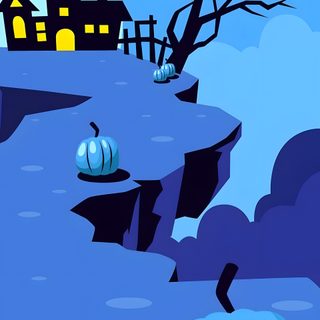 an animated halloween scene with pumpkins and bats Blue Halloween Iphone Hd Halloween Iphone, Halloween Iphone Hd, Abstract Halloween,