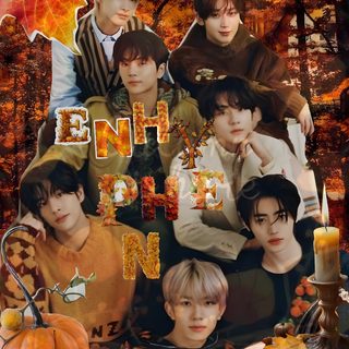 an image of some people with pumpkins and candles Enhypen Halloween Enhypen Halloween, Halloween, Color, sienna