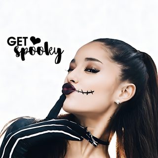 a woman with her mouth open and makeup painted to look like a skeleton Ariana Grande Halloween Ariana Grande Pumpkin, Ariana Grande Jack Skellington, Ariana Grande Fall, gainsboro