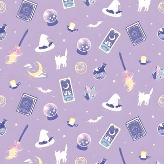 a purple background with cats, books and other things on it's surface in different colors Halloween Cute Witch Purple Image Halloween, Witch, Halloween Backgrounds, Halloween Cute, Pastel, thistle