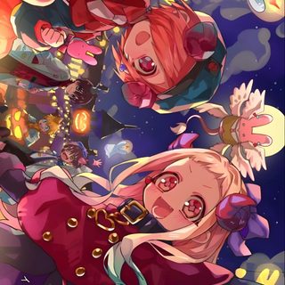 an anime character with long blonde hair and blue eyes is surrounded by other characters in the background Hanako Halloween Anime Halloween, Jibaku Shounen Hanako-kun, Cute Doodle Art, Halloween, Art Studies, dim gray
