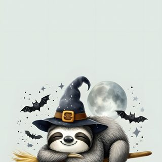 a slotty wearing a witches hat and holding a broom with the words hocps slows on it Halloween Sloth Sloth Summer, Sloth Background, Sloth Mode On, Cute Sloth, Sloth Lazy, gainsboro